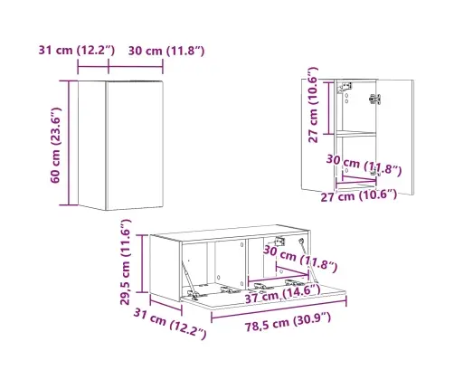 Telerikapi Komplekt Seinale Kinnitatav 2 Pcs Valge Tehispuit