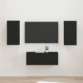 Tv Skapīšu Komplekts 2 Pcs Melna Inženierijas Koks Vidaxl