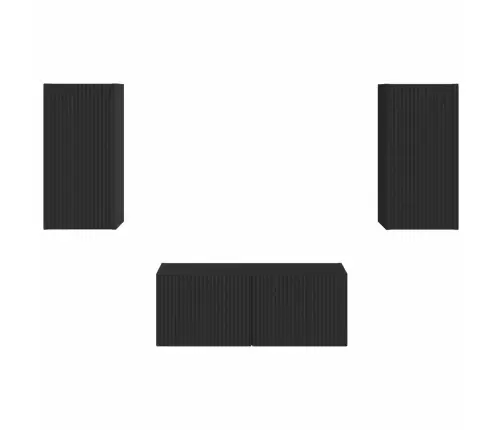 Tv Spintelių Komplektas 2 Pcs Juoda Apdirbta Mediena