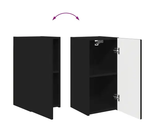 Tv Spintelių Komplektas 2 Pcs Juoda Apdirbta Mediena