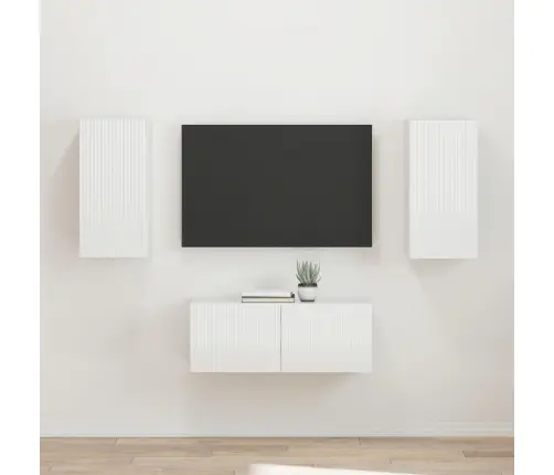 Tv Skapīšu Komplekts 2 Pcs Augsta Spīduma Baltā Krāsa Vidaxl