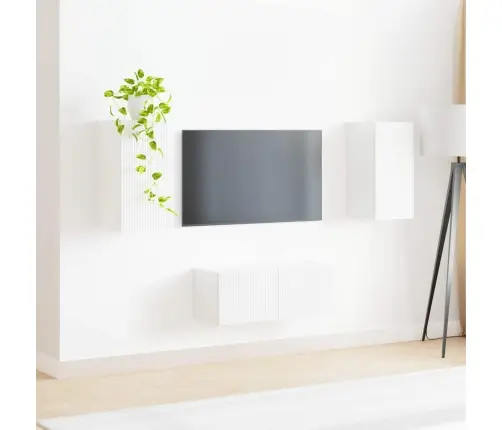 Tv Skapīšu Komplekts 2 Pcs Augsta Spīduma Baltā Krāsa Vidaxl