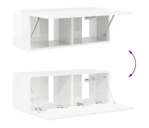 Tv Skapīšu Komplekts 2 Pcs Augsta Spīduma Baltā Krāsa Vidaxl