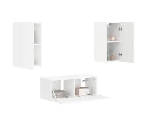 Tv Skapīšu Komplekts 2 Pcs Augsta Spīduma Baltā Krāsa Vidaxl