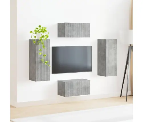 Tv Spintelių Komplektas 2 Pcs Betono Pilka Apdirbta Mediena