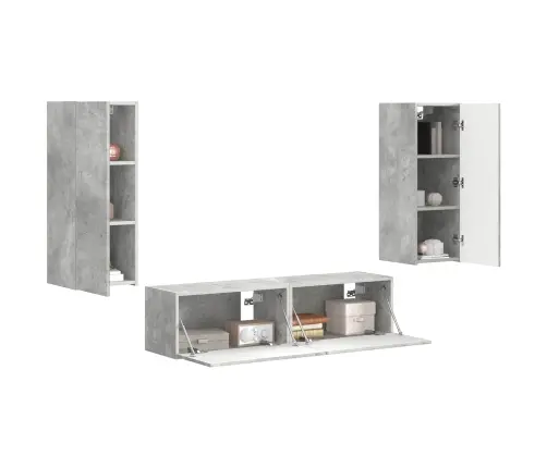 Tv Spintelių Komplektas 2 Pcs Betono Pilka Apdirbta Mediena