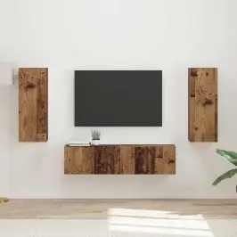 Tv Skapīšu Komplekts 2 Pcs Vecs Koks Inženierijas Koks Vidaxl