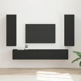 Tv Skapīšu Komplekts 3 Pcs Melna Inženierijas Koks Vidaxl