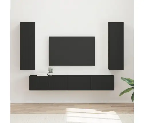 Telerikapi Komplekt Seinale Kinnitatav 3 Pcs Must Tehispuit