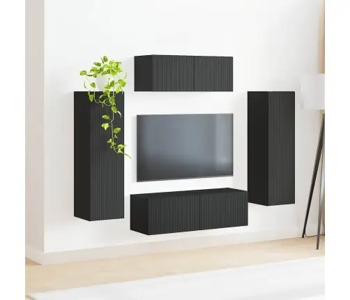 Telerikapi Komplekt Seinale Kinnitatav 3 Pcs Must Tehispuit