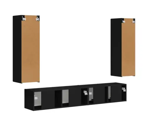 Telerikapi Komplekt Seinale Kinnitatav 3 Pcs Must Tehispuit