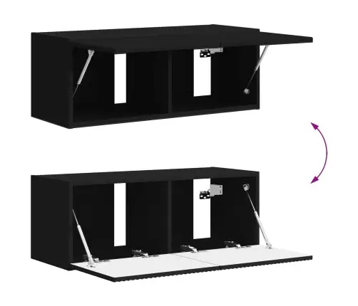 Telerikapi Komplekt Seinale Kinnitatav 3 Pcs Must Tehispuit