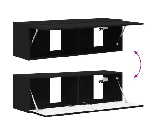 Telerikapi Komplekt Seinale Kinnitatav 3 Pcs Must Tehispuit