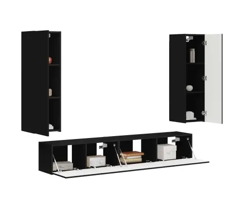 Telerikapi Komplekt Seinale Kinnitatav 3 Pcs Must Tehispuit