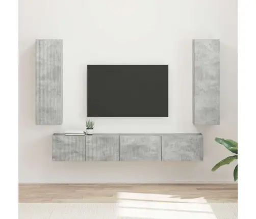 Tv Skapīšu Komplekts 3 Pcs Betona Pelēks Inženierijas Koks Vidaxl