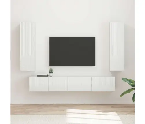 Tv Spintelių Komplektas 3 Pcs Aukštai Blizganti Balta