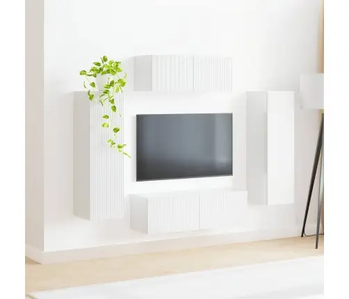 Tv Spintelių Komplektas 3 Pcs Aukštai Blizganti Balta