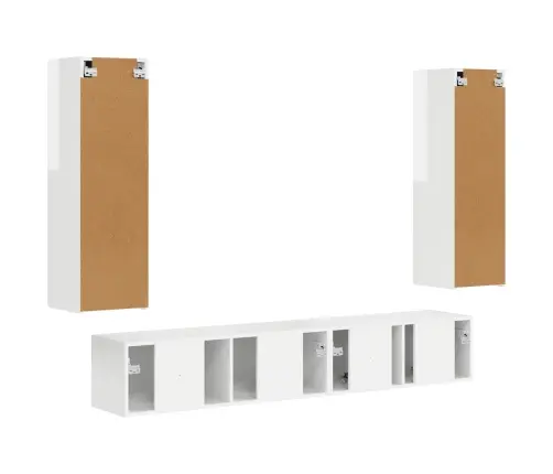 Tv Spintelių Komplektas 3 Pcs Aukštai Blizganti Balta