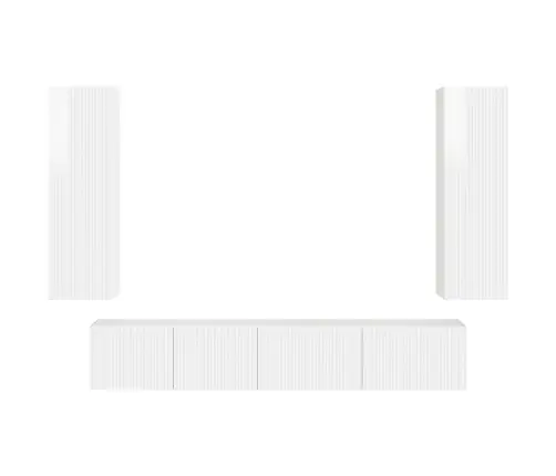 Tv Spintelių Komplektas 3 Pcs Aukštai Blizganti Balta