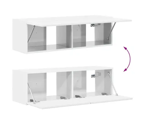 Tv Spintelių Komplektas 3 Pcs Aukštai Blizganti Balta