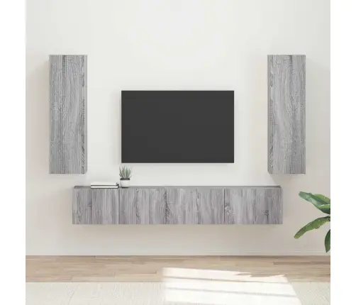 Tv Skapīšu Komplekts 3 Pcs Pelēks Sonoma Inženierijas Koks Vidaxl