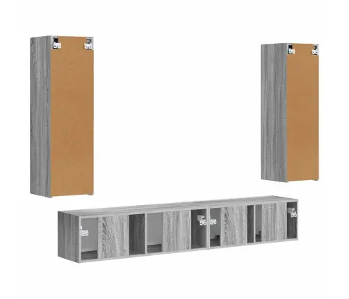 Tv Skapīšu Komplekts 3 Pcs Pelēks Sonoma Inženierijas Koks Vidaxl