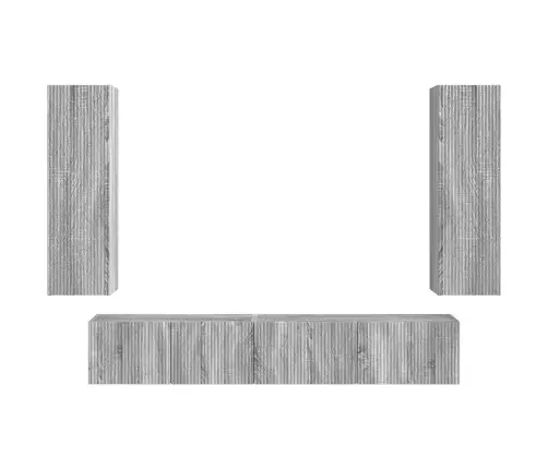 Tv Skapīšu Komplekts 3 Pcs Pelēks Sonoma Inženierijas Koks Vidaxl