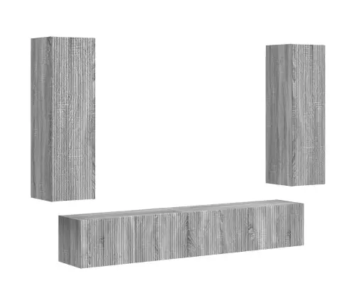 Tv Skapīšu Komplekts 3 Pcs Pelēks Sonoma Inženierijas Koks Vidaxl