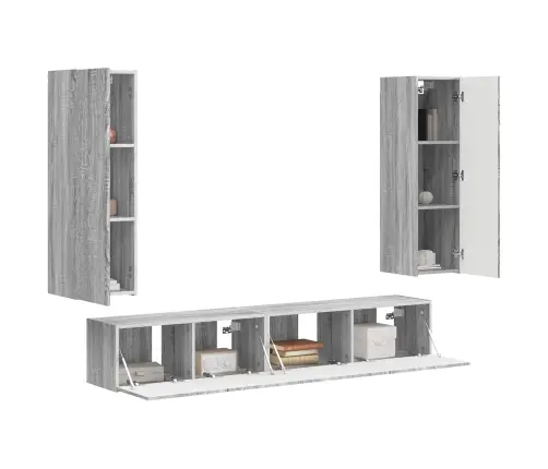 Tv Skapīšu Komplekts 3 Pcs Pelēks Sonoma Inženierijas Koks Vidaxl