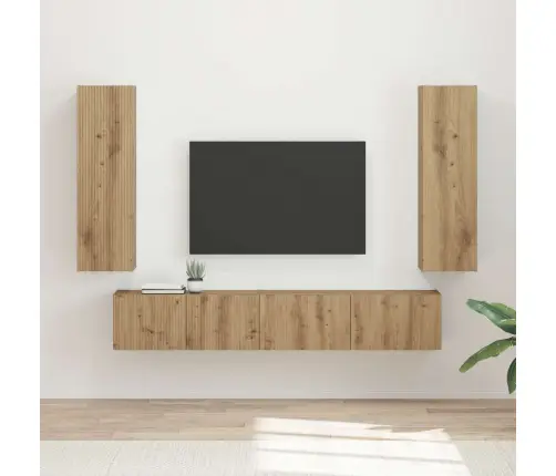 Tv Skapīšu Komplekts 3 Pcs Artisānā Ozols Inženierijas Koks Vidaxl