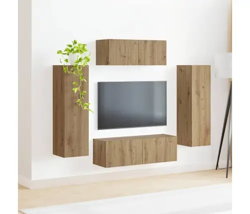 Tv Skapīšu Komplekts 3 Pcs Artisānā Ozols Inženierijas Koks Vidaxl