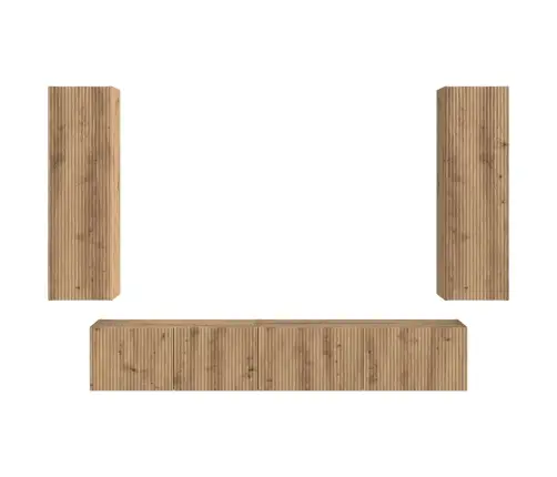 Tv Skapīšu Komplekts 3 Pcs Artisānā Ozols Inženierijas Koks Vidaxl