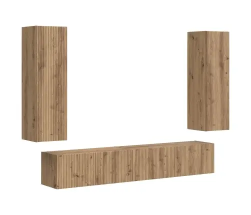 Tv Skapīšu Komplekts 3 Pcs Artisānā Ozols Inženierijas Koks Vidaxl