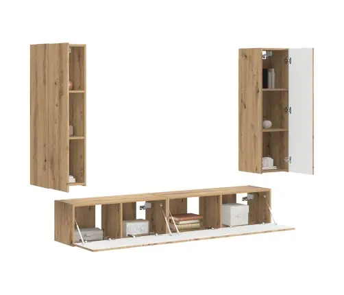 Tv Skapīšu Komplekts 3 Pcs Artisānā Ozols Inženierijas Koks Vidaxl