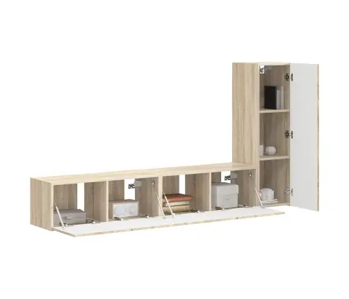 Tv Spintelių Komplektas 2 Pcs Sonoma Ąžuolas Apdirbta Mediena