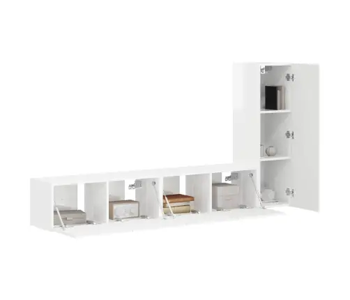 Tv Skapīšu Komplekts 2 Pcs Augsta Spīduma Baltā Krāsa Vidaxl