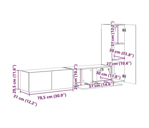 Telerikapi Komplekt 3 Pcs Vana Puit Tehispuit