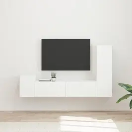 Tv Skapīšu Komplekts 4 Pcs Balts Inženierijas Koks Vidaxl