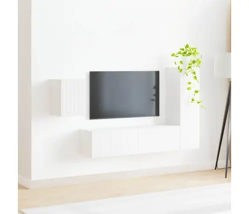 Tv Skapīšu Komplekts 4 Pcs Balts Inženierijas Koks Vidaxl