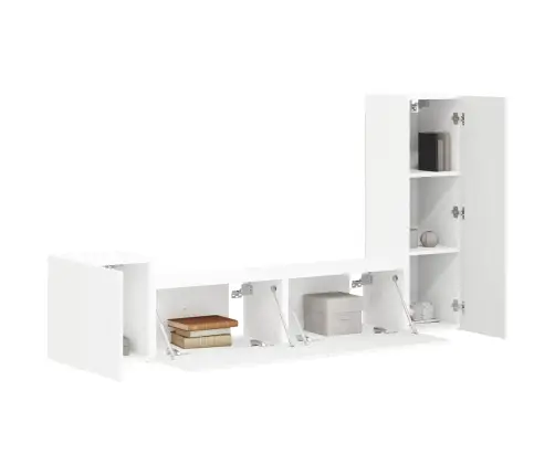 Tv Skapīšu Komplekts 4 Pcs Balts Inženierijas Koks Vidaxl