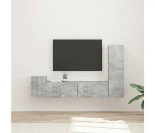 Tv Skapīšu Komplekts 4 Pcs Betona Pelēks Inženierijas Koks Vidaxl