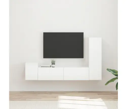 Telerikapi Komplekt 4 Pcs Kergelt Läikiv Valge Tehispuit