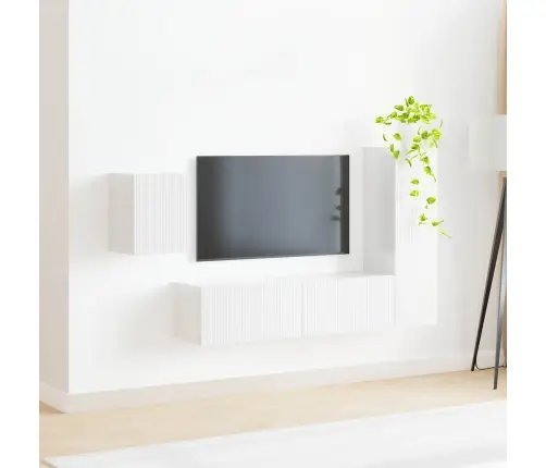 Telerikapi Komplekt 4 Pcs Kergelt Läikiv Valge Tehispuit