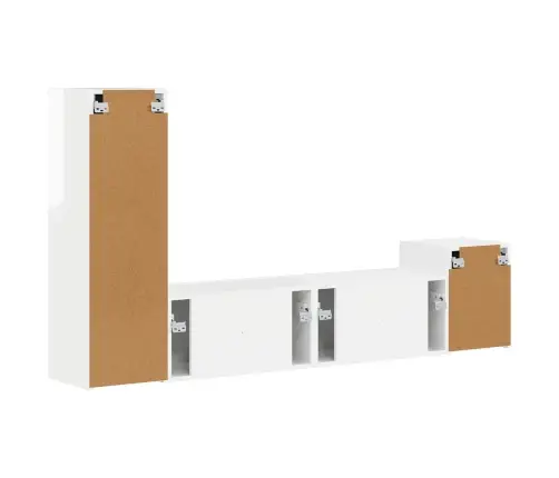 Telerikapi Komplekt 4 Pcs Kergelt Läikiv Valge Tehispuit