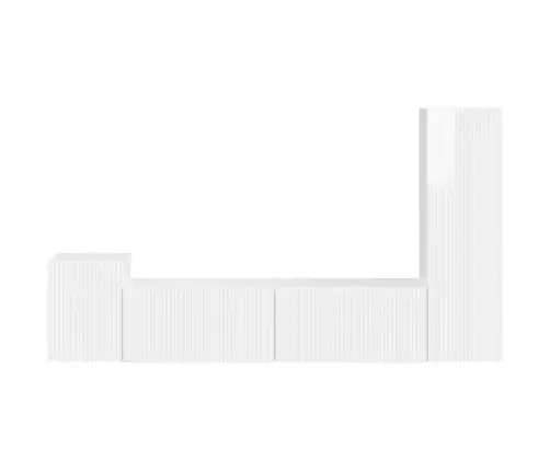 Telerikapi Komplekt 4 Pcs Kergelt Läikiv Valge Tehispuit