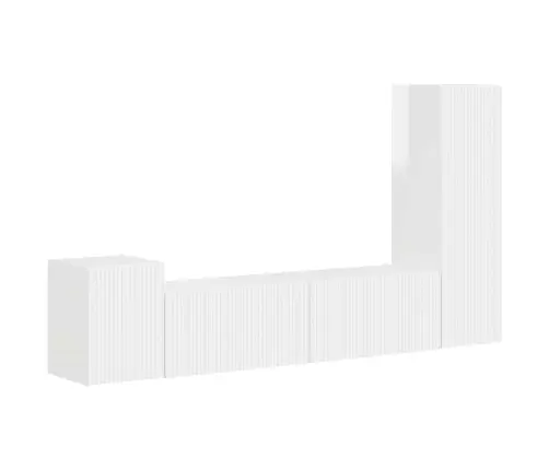 Telerikapi Komplekt 4 Pcs Kergelt Läikiv Valge Tehispuit