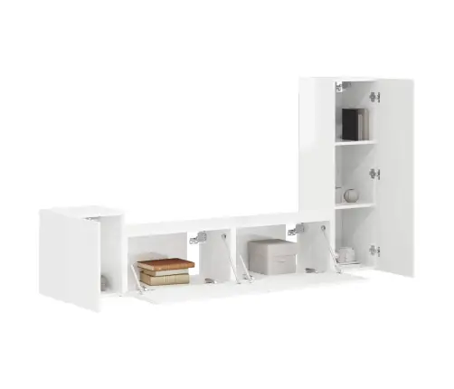 Telerikapi Komplekt 4 Pcs Kergelt Läikiv Valge Tehispuit