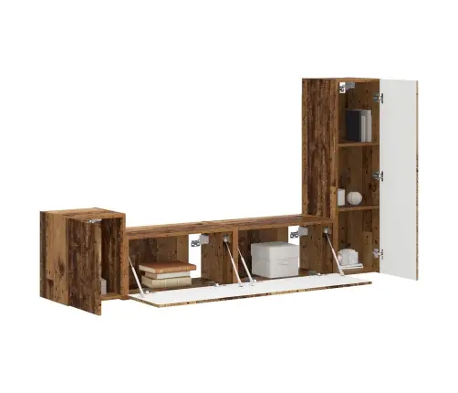 Tv Spintelių Komplektas 4 Pcs Senas Medis Apdirbta Mediena