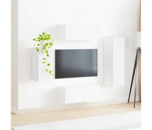 Tv Spintelių Komplektas 4 Pcs Balta Apdirbta Mediena