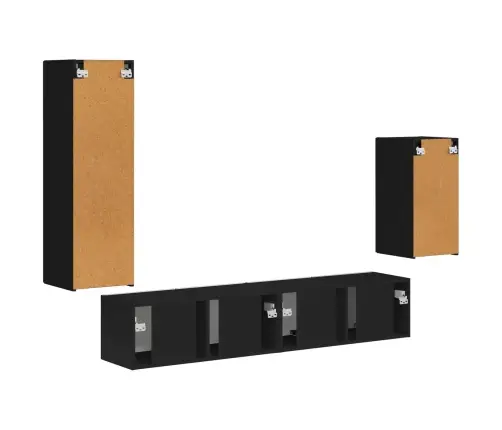 Tv Skapīšu Komplekts 3 Pcs Melna Inženierijas Koks Vidaxl